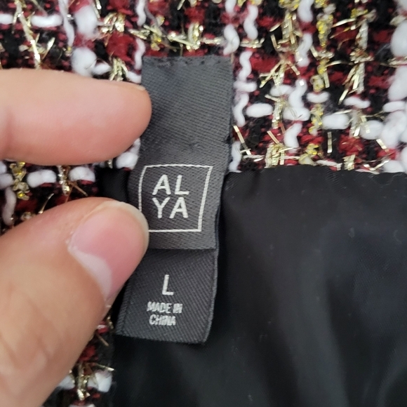 Francescas ALYA Darla Burgundy Plaid Tweed Festive Old Money Mini Skirt - Picture 6 of 8